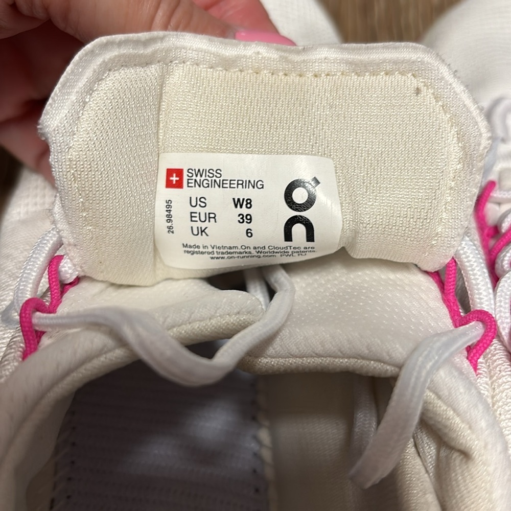 On Running White and Pink Sneakers with Cushioned Sole - Picture 6 of 6